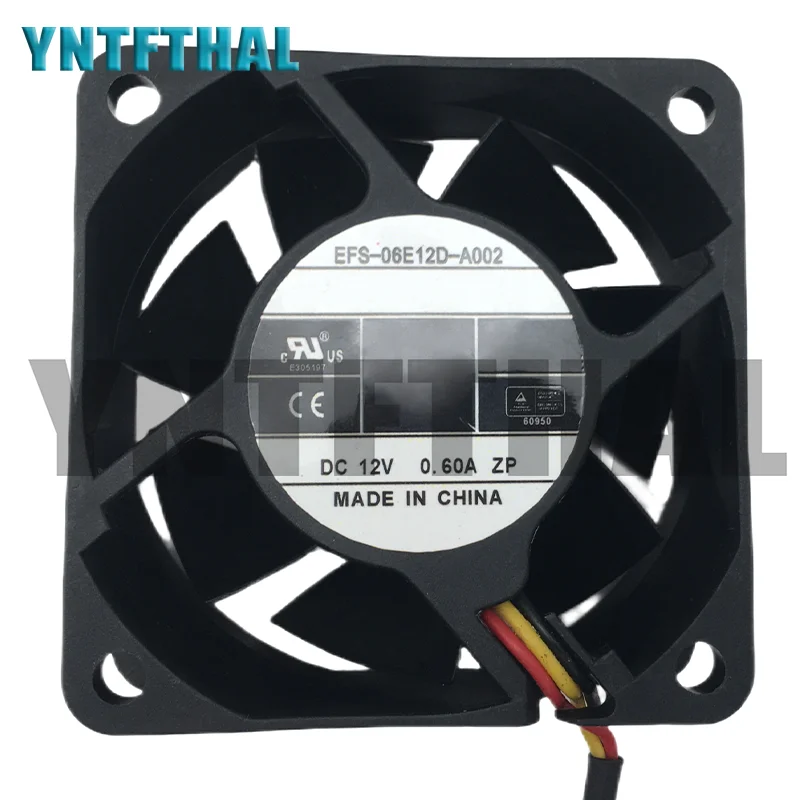 New For EFS-06E12D-AF08 EFS-06E12D-A002 6025 60*60*25MM Cold 12V 0.60A 3 Wires Inverter Fan