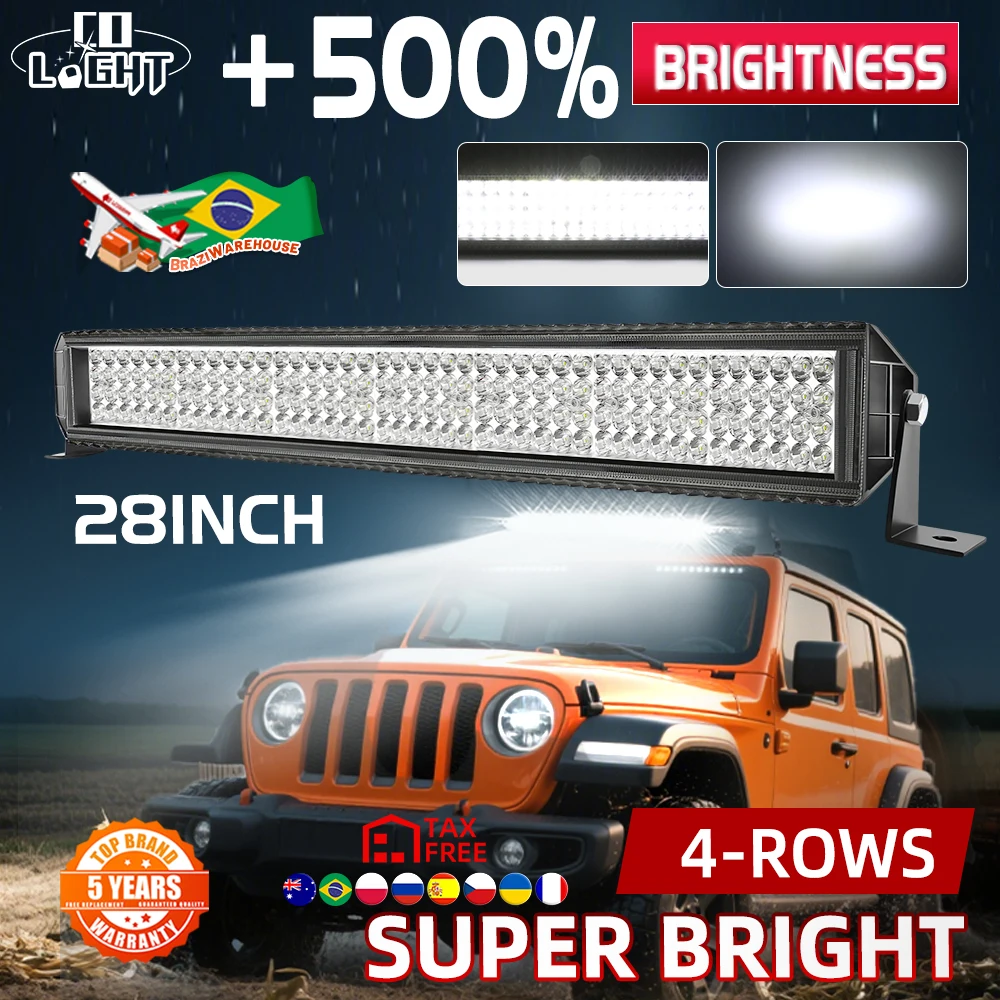 

CO LIGHT 28" LED Light Bar Offroad Led Bar 4-Rows 90000LM Combo Beam Led Work Light Bar for Truck SUV ATV Boat 4x4 4WD 12V 24V