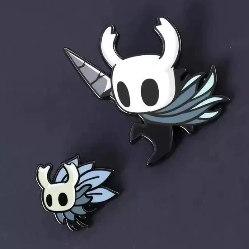 Jogo oco cavaleiro silksong hornet cosplay broche dos desenhos animados conjunto de crachá de metal mochila traje pinos jóias acessórios