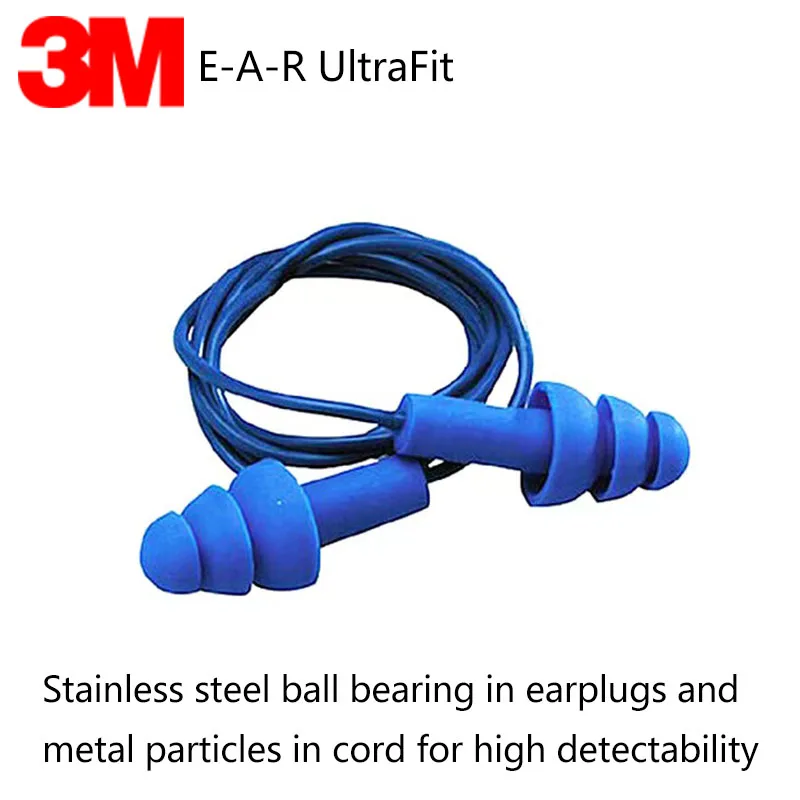 3M 340-4007 Earplugs Detectable Metals Soft Anti-noise Earplugs Swimming Racing with cord Noise Reduction Protective earmuff