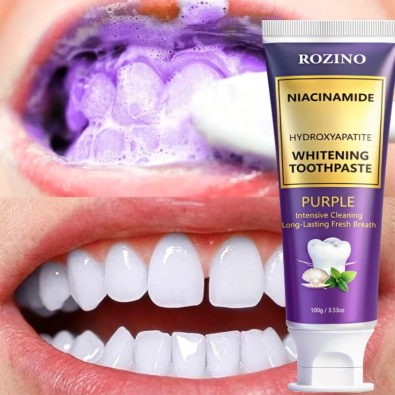100g toothpaste, brightens teeth, portable and clean design, cleans teeth without causing sensitivity or irritation, instantly covers dirt and eliminates bad breath, brightens teeth, deeply cleans between teeth, suitable for both men and women, one tube guarantees satisfaction, suitable for all types of oral care, perfect as a holiday gift, essential for travel