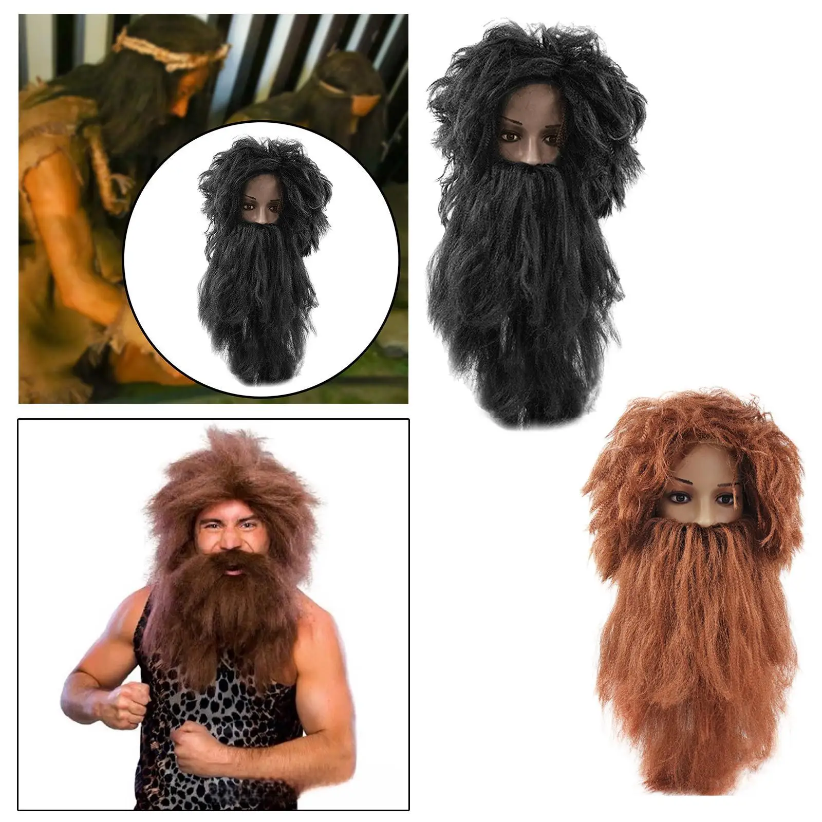 

Hair and Beard Set for Men Props Realistic Simulation Facial Hair for Party