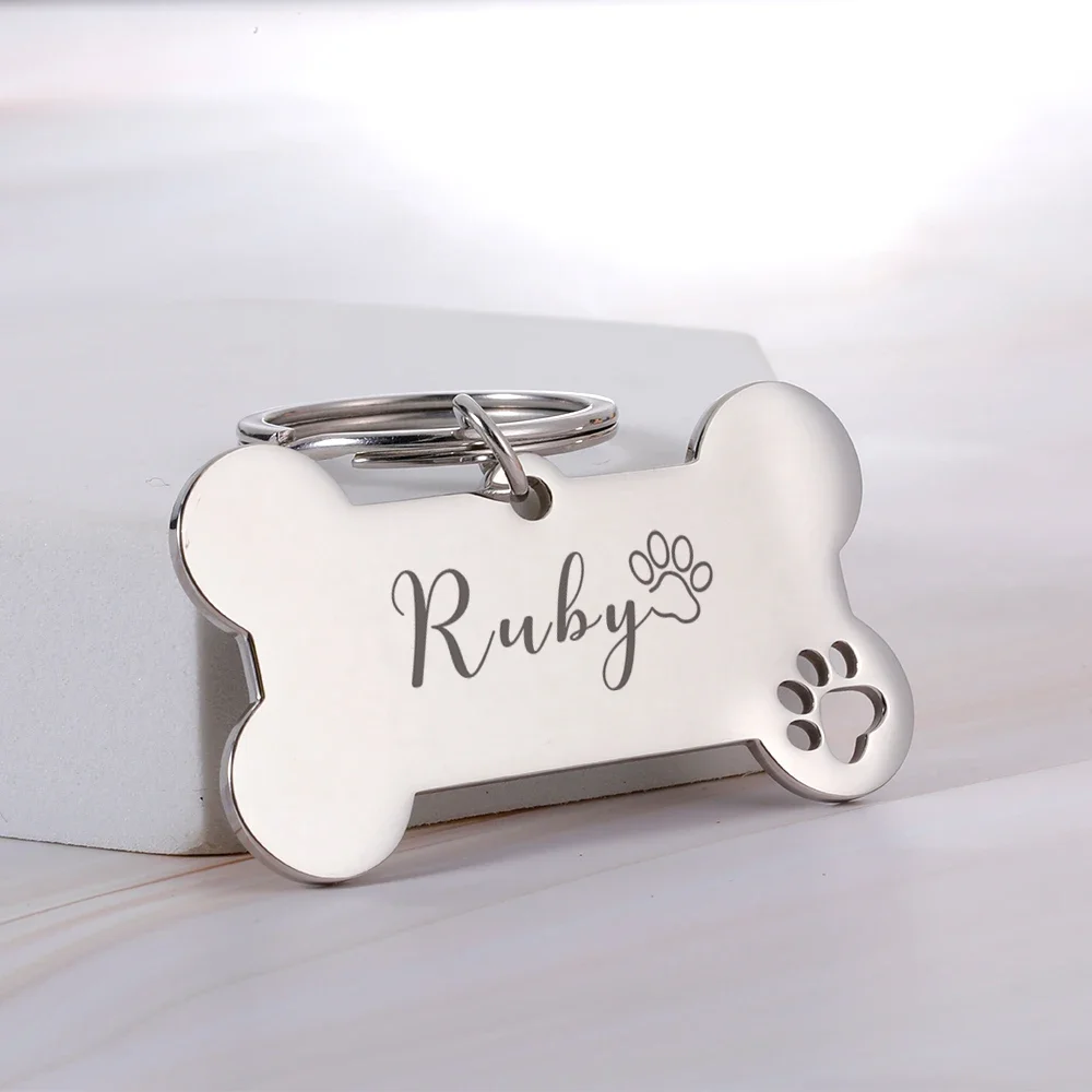 

Custom Dog ID Tag Dog Collar Anti-loss Tag Keyring Personalized Pet Name Address Phone Keychain for Cat Puppy Pet Accessories