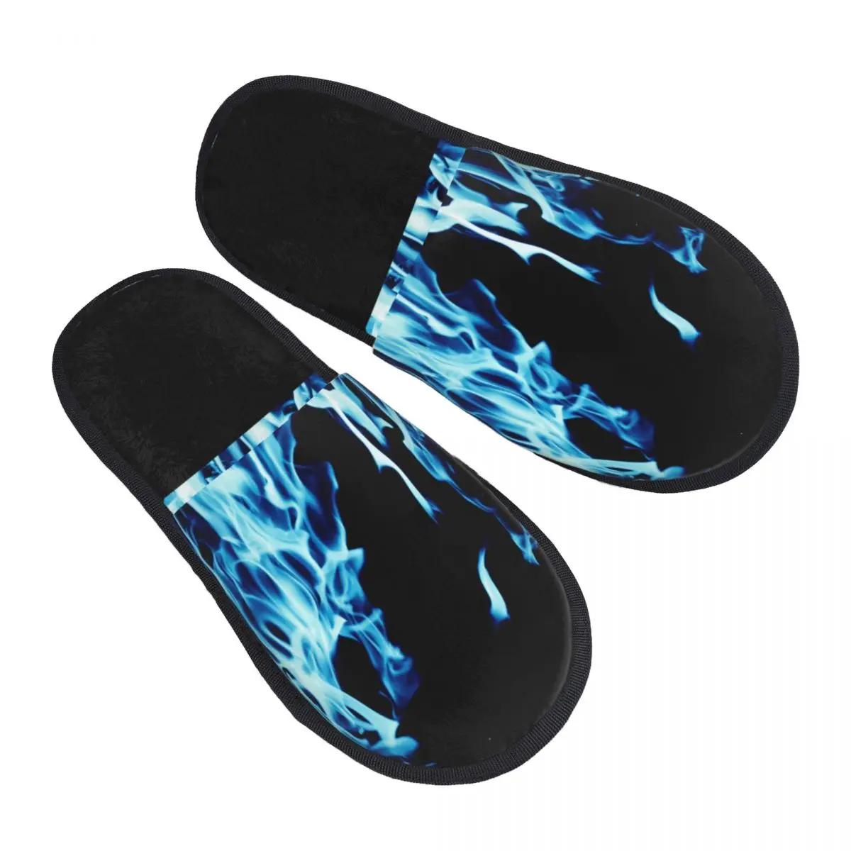 

Тапочки с абстрактным синим пламенем и огнем для женщин и мужчин, пушистые зимние теплые тапочки, домашние тапочки