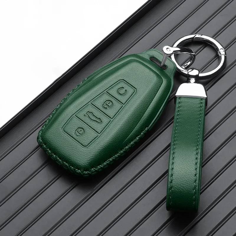 Leather Car Key Case Remote Cover Shell Bag Holder Fob For Geely Coolray Binray Preface Okavango Monjaro New Emgrand Altas 2024