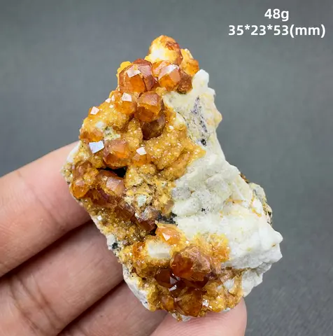 천연 오렌지 가넷 광물 표본 + 치유용 석영 크리스털 및 돌 암석 원석