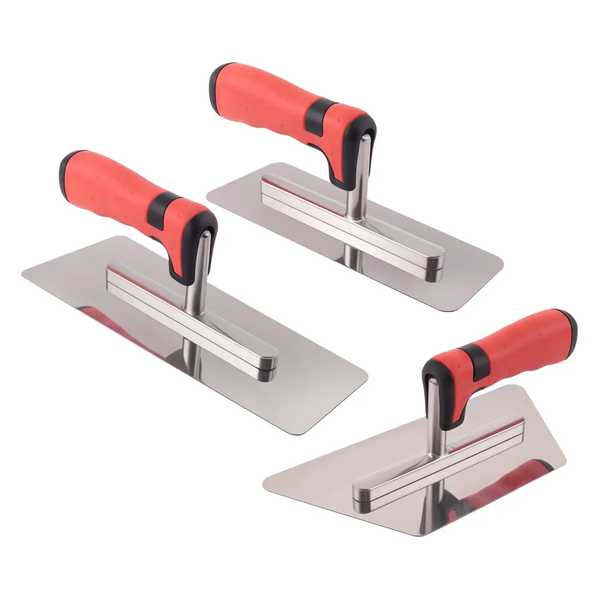 A74U 3 Pack Plaster Finishing Trowel Set, Polished Stainless Steel Paint Plastering Hand Tool with Handle