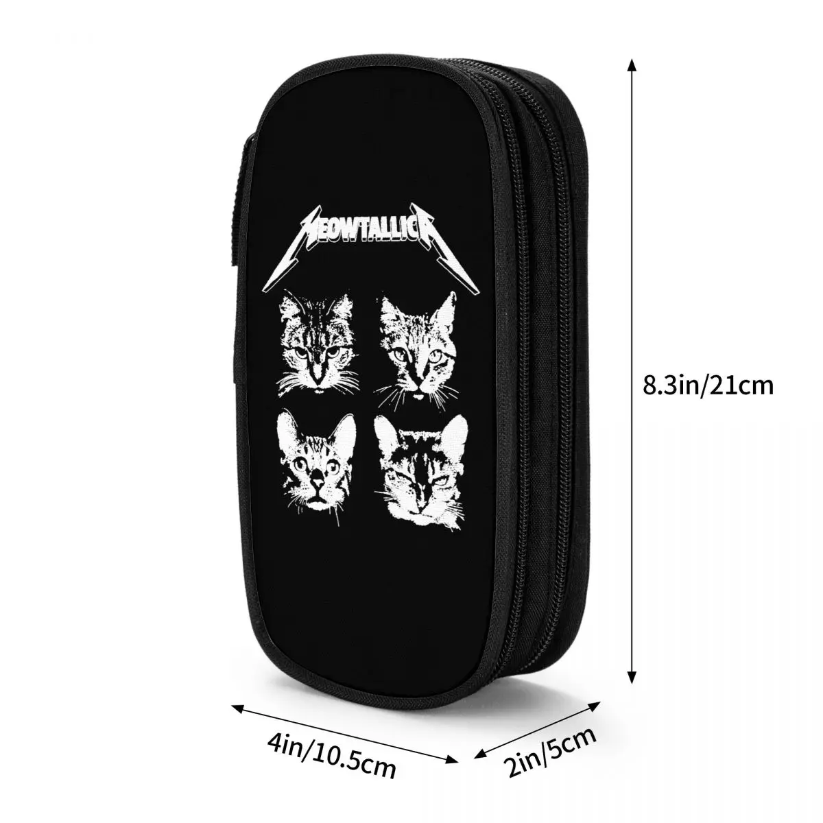 Cat Meowtallica Pencil Case Rock Music Pencilcases Pen Holder for Student Big Capacity Bag Students School Gift Stationery