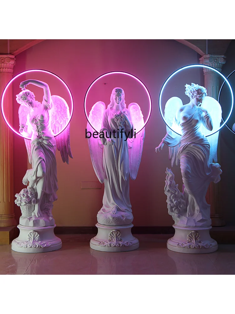 GRP Sculpture Club Bar Luminous Decoration European Greek Plaster Statue Wedding Angel home accessories  office decoration