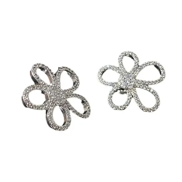 MDL Moissanit1 StyleLittle Red Book Sunflower Necklace Flower Petal Micro Set Full Diamonds Open Ring Earrings