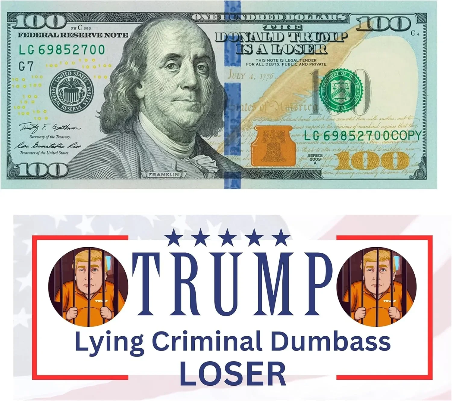 100 Pack Trump Lost 20 Doller 100 Dollar Bills cento Bills Gag Joke Prank Anti Trump Funny $100 $20 Drop Card