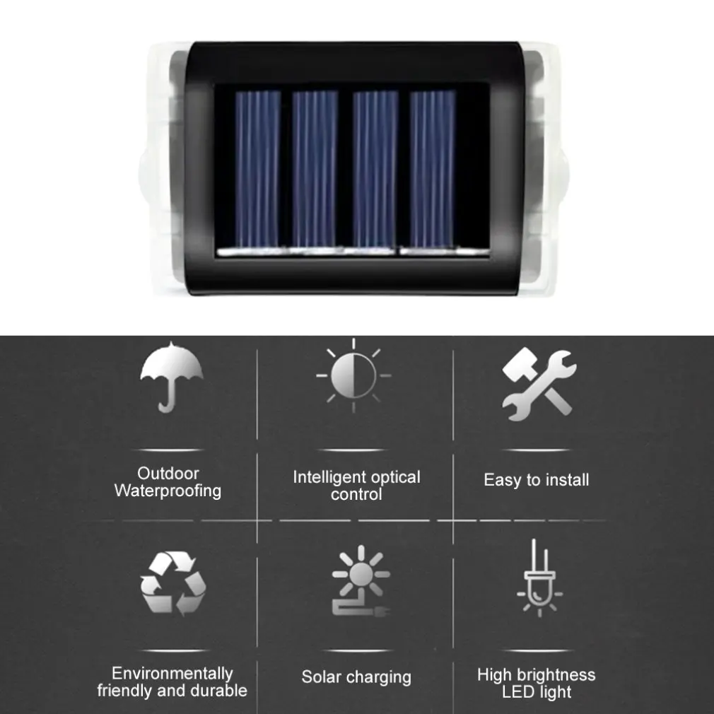 Lampa ścienna na energię słoneczną na zewnątrz 4LED ciepła, jasna wodoodporny w górę i w dół światło balkon podwórko ogrodowe światła dekoracyjne kinkiet