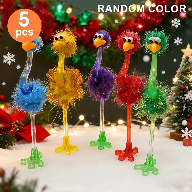 5 Standing Ostrich Ballpoint Pens, Black Ink, Fun Designs, Suitable for Study Rewards, Birthdays, Party Supplies, Classroom Rewards, Office Supplies, School Supplies, Parties