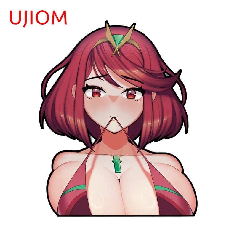 UJIOM Big Breasts Pyra Anime Wall Sticker Sweet Fox Ears Girl Room Laptop Window Decal Sunscreen Waterproof House Accessories