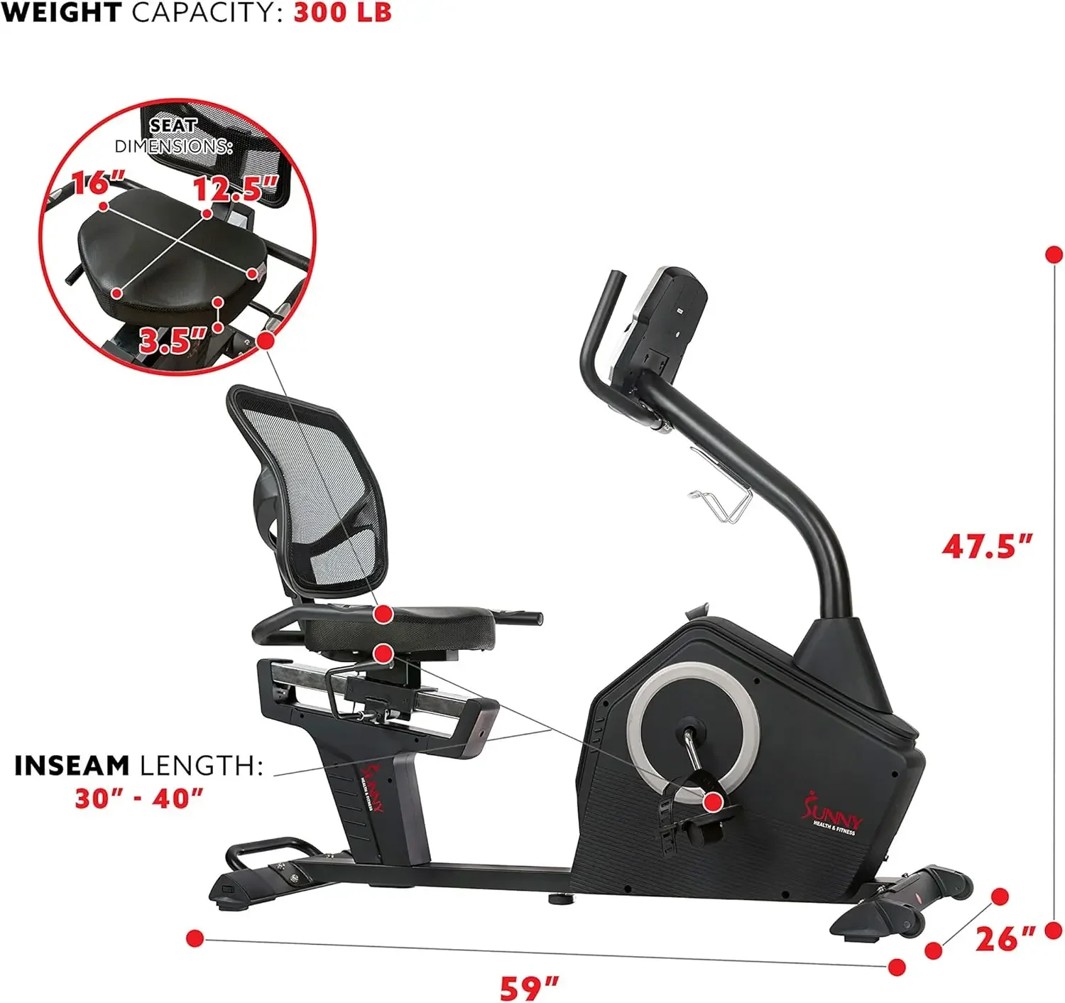 Programmierbares 16-stufiges Recumbent-Heimtrainer mit elektromagnetischem Widerstand für Gesundheit und Fitness, mit 24 voreingebauten Trainingsmöglichkeiten und