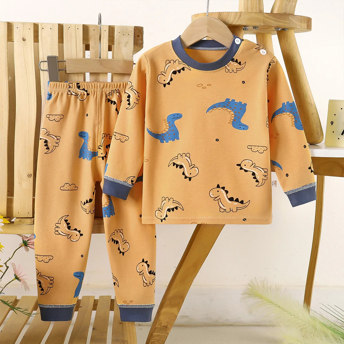 

Kids Autumn Pure Cotton Warm Pajamas Sets Boys Girls Cute Cartoon Bear Long Sleeve T-Shirt Tops + Pants Toddler Baby Sleepwear