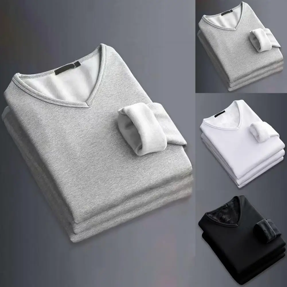 Great  Autumn Top Highly Warm Great Stitching Winter Shirt Skin-friendly Thermal Base Shirt for Daily Wear