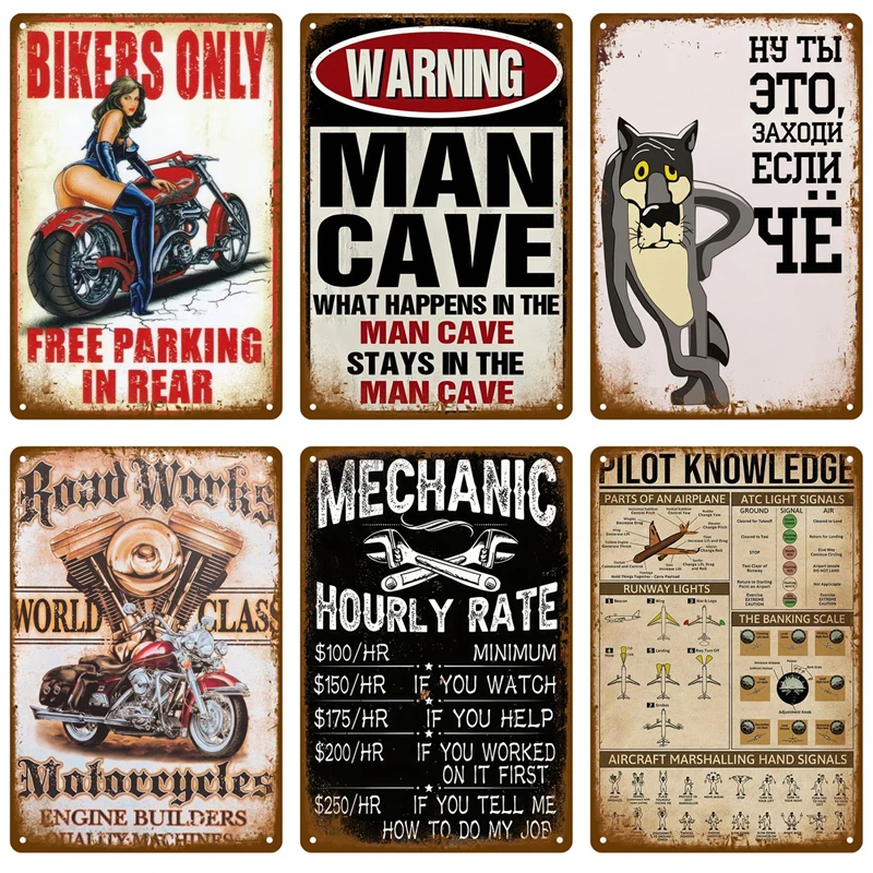 Tin Sign Car Motorcycle Metal Sign Plate Poster Vintage Shabby Wall Decor Art Garage Repair Shop Print Tinplate Painting Oil Gas