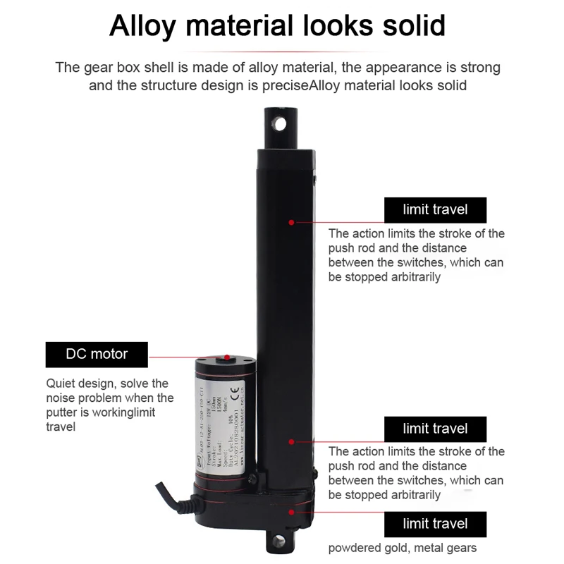 Linear Actuator 50/100/150/200/250mm Stroke 12V 24V 36V 48V Linear Drive Motor Controller 100/200/300/500/700/1000/1500N