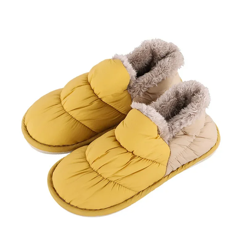 2024 Fashion Women Home Cotton Shoes Winter Warm Plush Slip On Slippers Waterproof Down Soft Bottom Indoor Couple Outside Shoes image 5