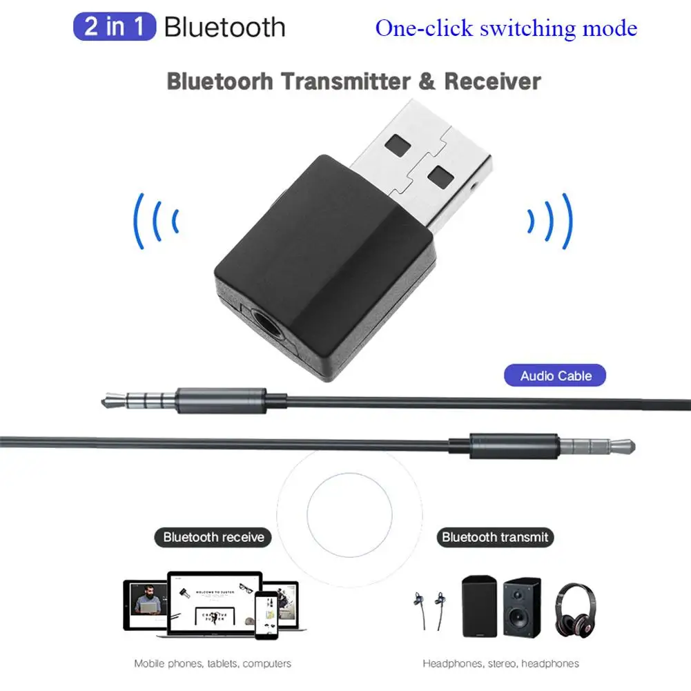 Mini 3.5mm Aux Stereo Wireless Bluetooth-compatible 5.0 Adapter Car Music Receiver Transmitter For TV Car Music Wireless Adapter