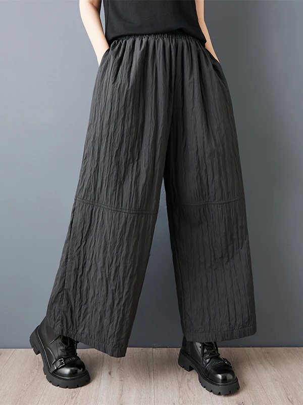 

Широкие брюки с плиссировкой и текстурой, свободные, на резинке, повседневные, стройнящие, длиной до щиколотки, для полных женщин