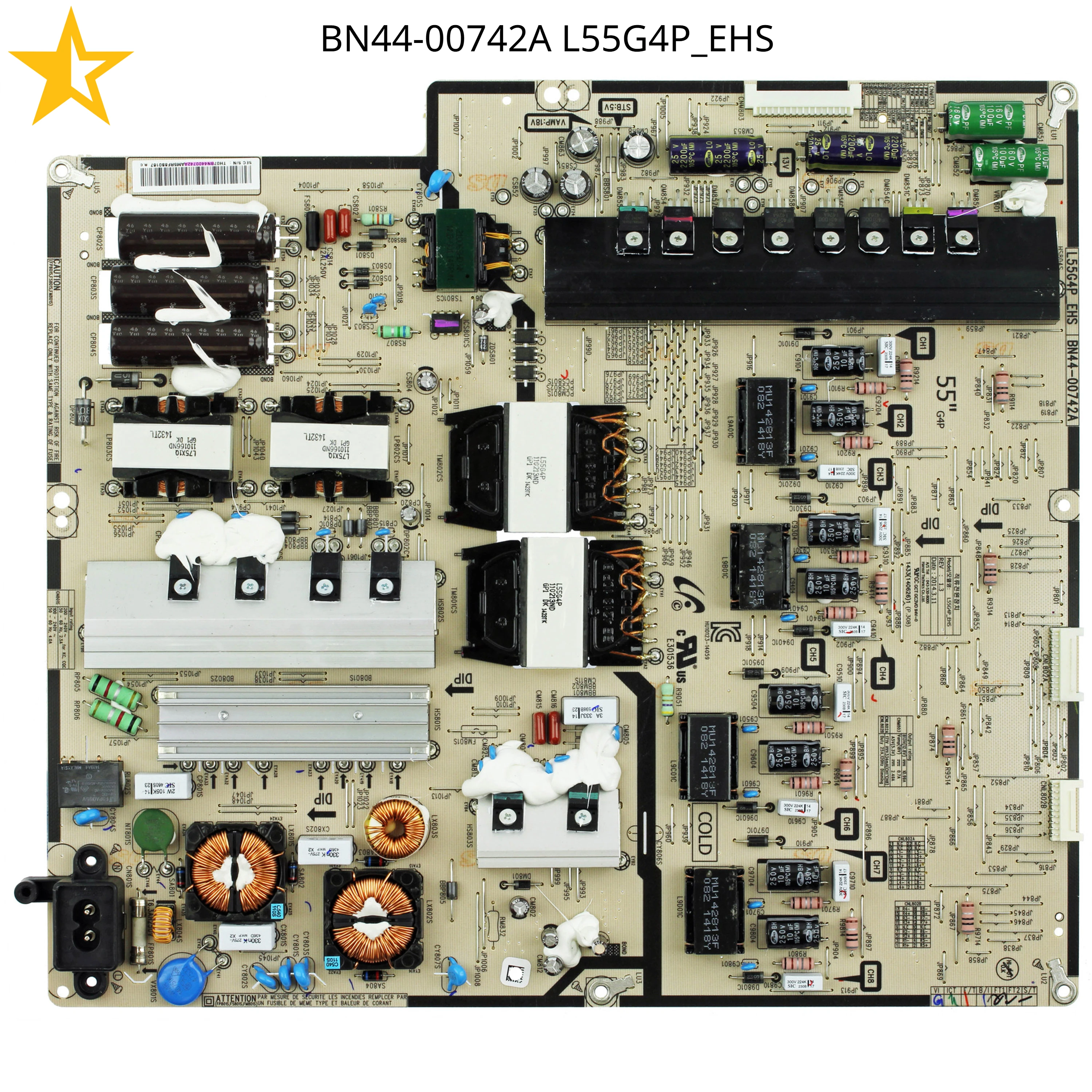 New Genuine Original BN44-00742A L55G4P_EHS Power Supply Board is for UN55HU8500FXZA UN50HU8550F UN55HU8550F TV accessories