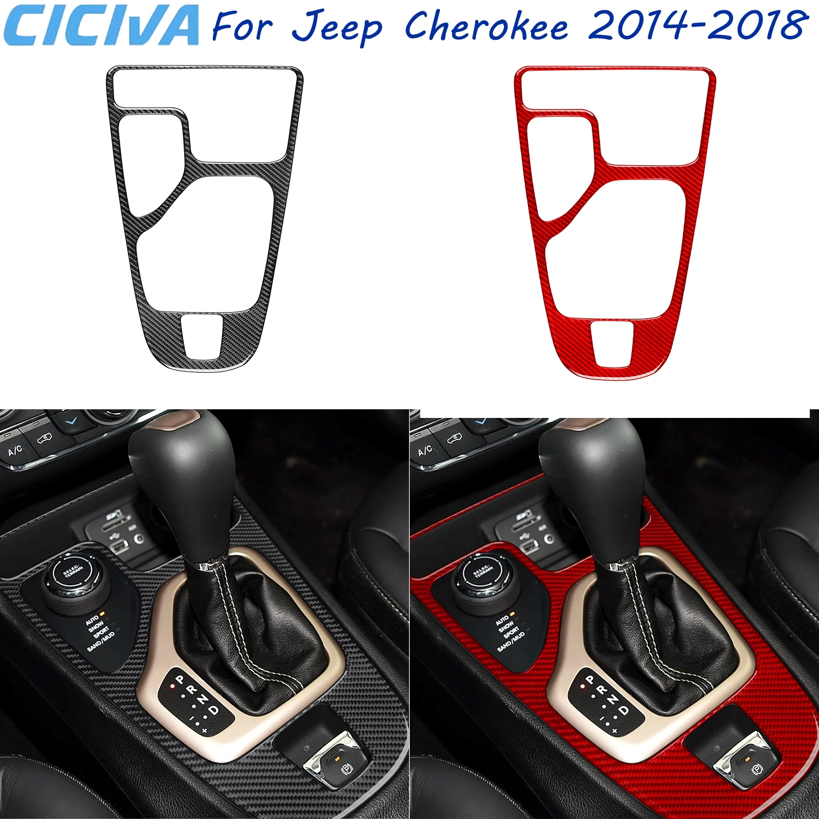 

For Jeep Cherokee 2014-2018 Auto Gear Panel Real Carbon Fiber Car Decoration Accessory Sticker