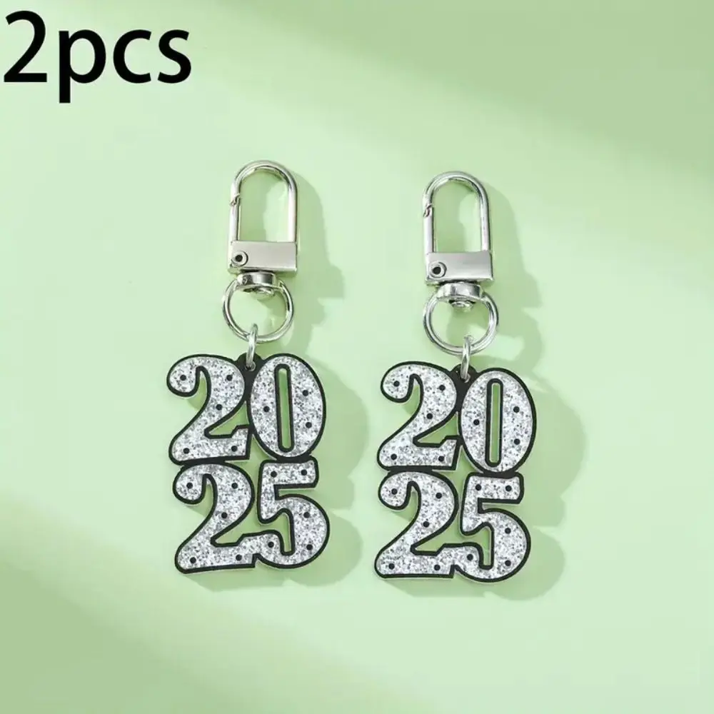 Digital Number 2025 Dangle Keychain Fashion Personalized Geometric Hanging Keychain Alloy Stars Letter Number Figure Keychain