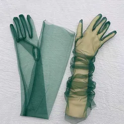 1 Pair Fashion Polyester Bridal dress gloves Women's gloves Long gauze Summer Thin Dress gloves