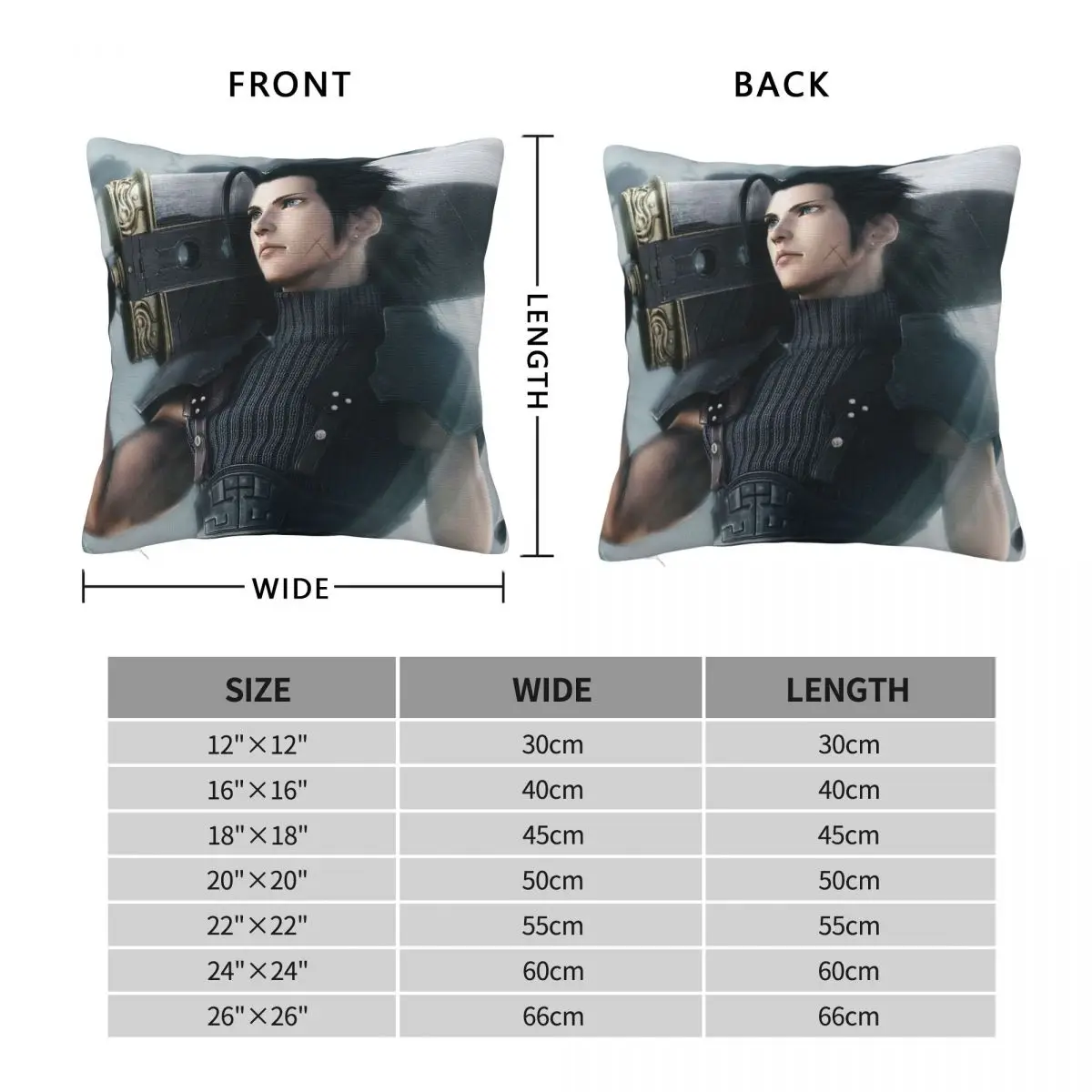 Zack Fair Final Fantasy Square Pillowcase Polyester Linen Velvet Pattern Zip Decorative Pillow Case Car Cushion Cover 45x45