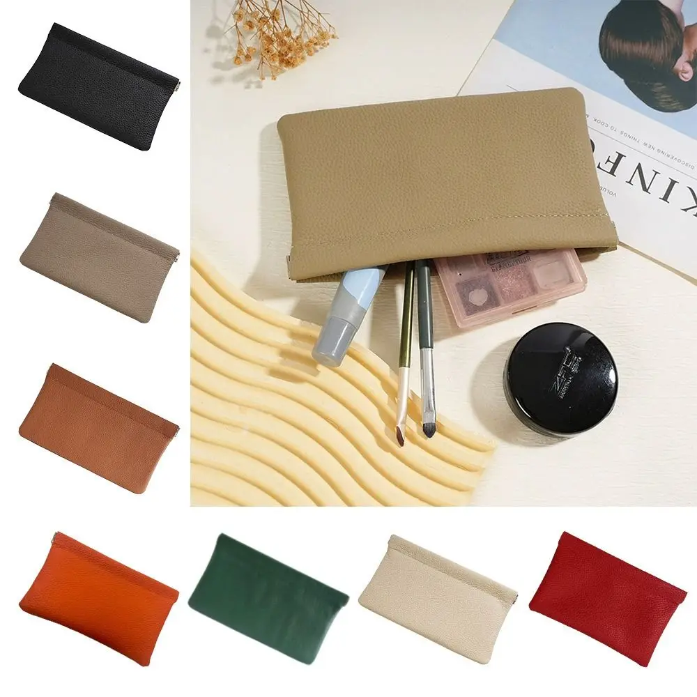 Portable PU Leather Wallet Automatic Closed Large Capacity Makeup Bag Ultra-thin Card Bags For Women Lady Girl Gift