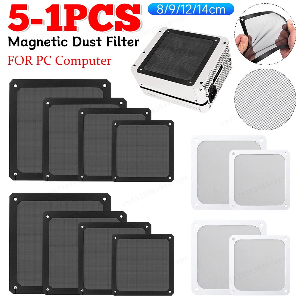 1-5PCS 80/90/120/140mm Cuttable Schwarz PVC PC Fan Staub Filter staubdicht Fall Computer Mesh Kühlung Ultra Feine Staubdicht Abdeckung