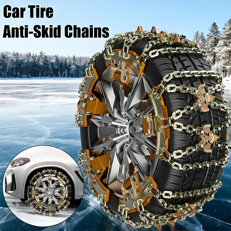 

Car Winter Snow Ice Breaking Anti-skid Chain Off-road SUV Small Car Thick Iron Chain Thick Tire Anti-skid Chain Size 165-215mm