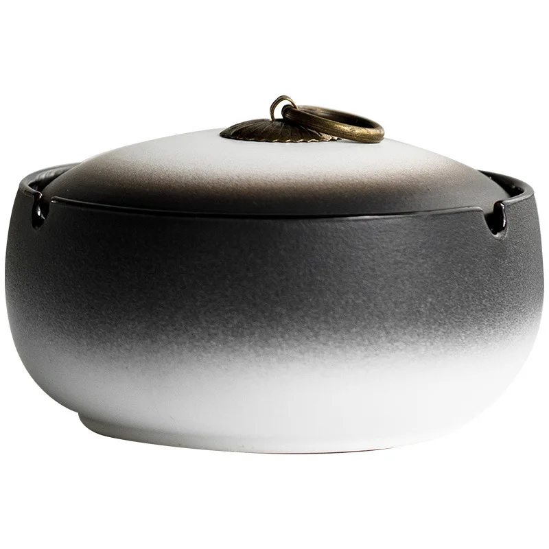 

Ashtray home living room office high sense gradual change ceramic cover anti fly ash creative Chinese style logo