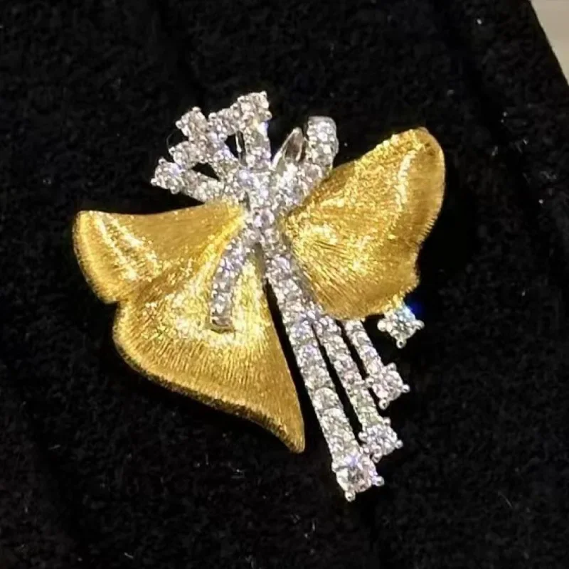

Vintage brushed diamond studded bowknot brooches for women silver 925 exquisite fashion luxury clothing accessories jewelry