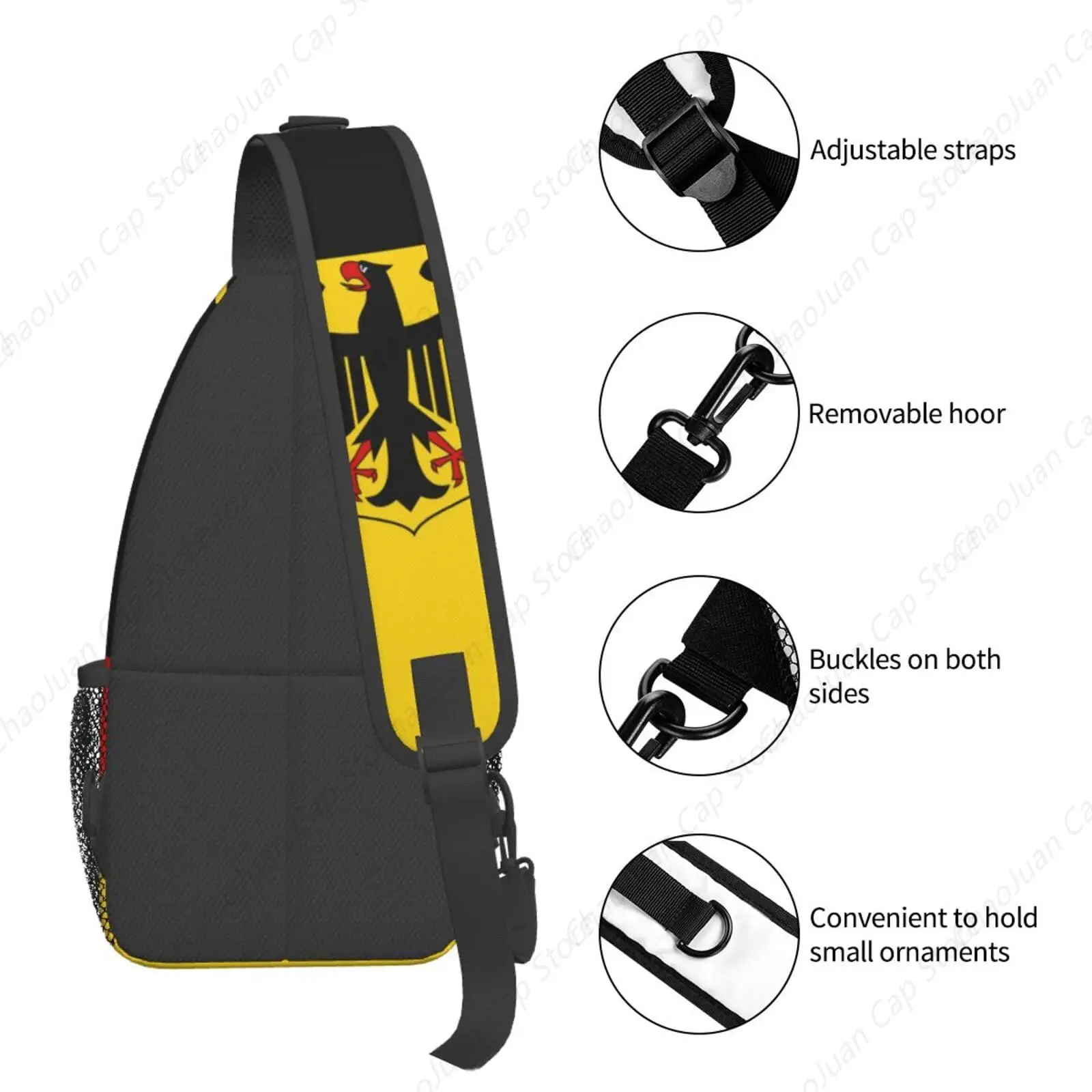 Duitse vlag Sling Bag Crossbody Rugzak Duitsland Reizen Wandelen Dagrugzak Schouderborsttas voor dames en heren