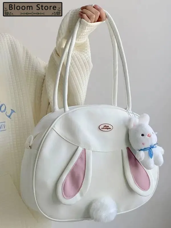 

Bloom Rabbit Cute Y2k Handbag Women Vintage Haruku Pu Leather Casual Shoulder Female Large Capacity Kawaii Tote Bag Chic