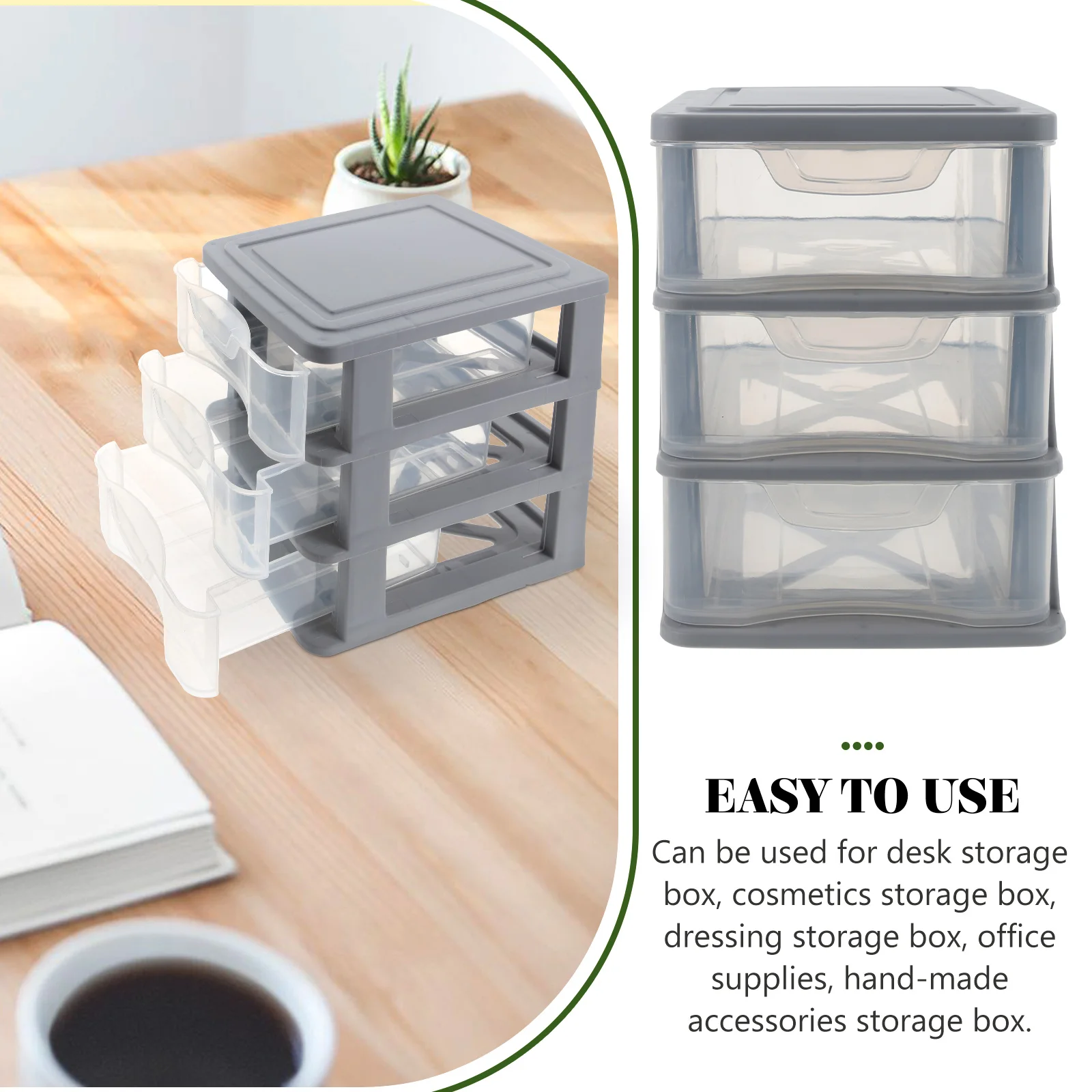 Stackable Drawer Type Storage Boxes Transparent Desktop Organizer Stationery Holder Kids Office Supplies Box Tabletop