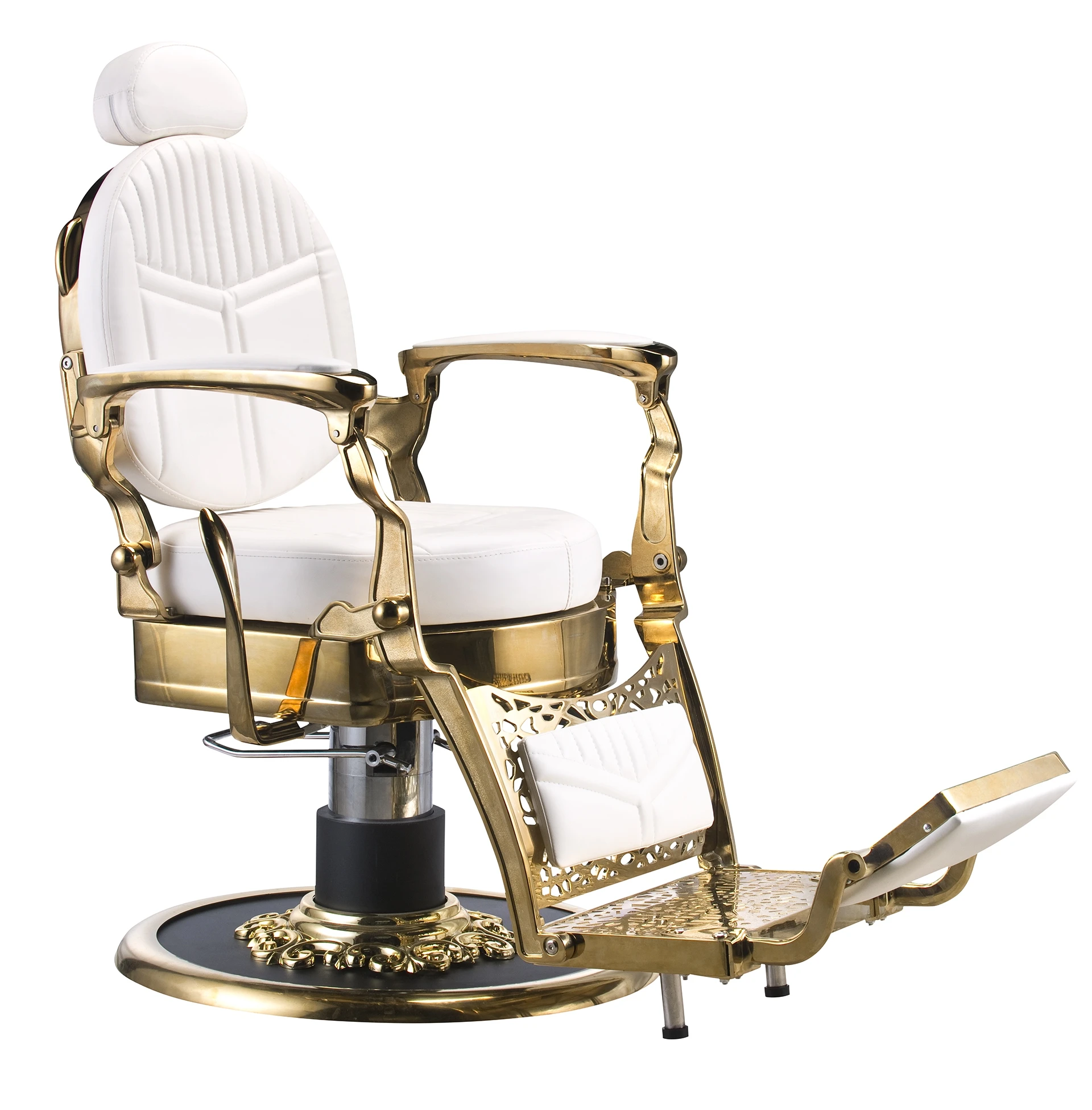 High - end white black metal Salon Equipment Gold New Style Classic Barber Chair Vintage Barber Chair