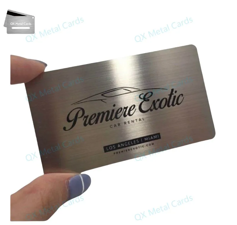 

Custom Brushed Stainless Steel Metal Cards Engraved Logo Business Card VIP Membership Loyalty Card Silver Metal Card