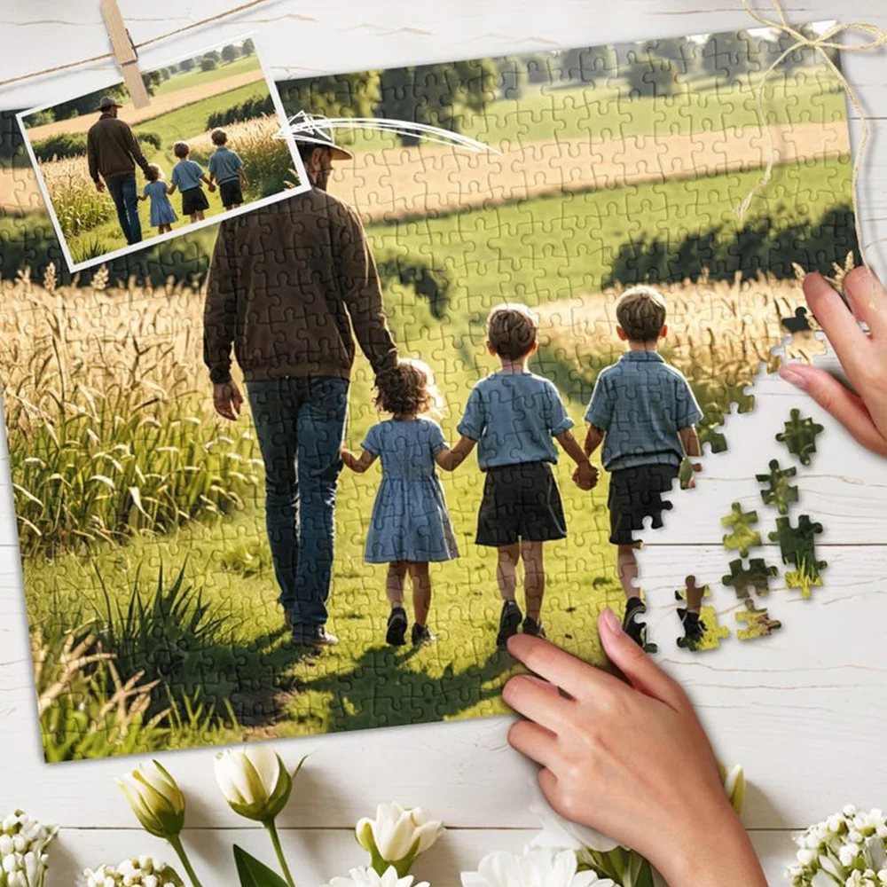 35/150/300/500/1000pcs família legal foto personalizada quebra-cabeças de descompressão personalizado quebra-cabeça mosaico presente da família