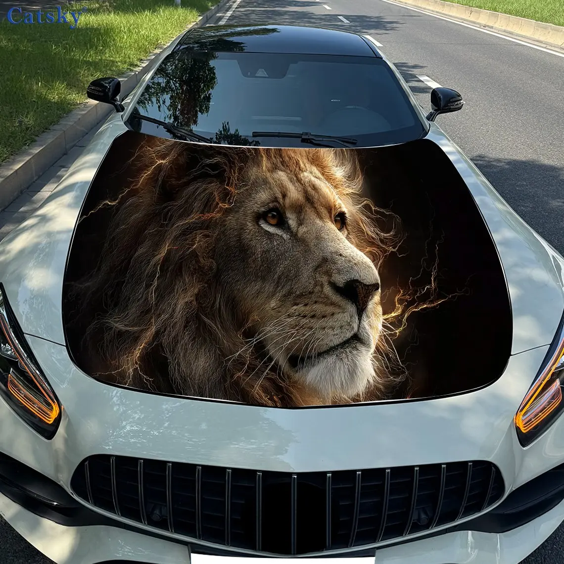 

Лев Доминант Лев передняя декоративная наклейка автомобиля ПВХ автомобильное покрытие-самоклеящиеся водонепроницаемые наклейки на чехлы автомобиля, подходят f