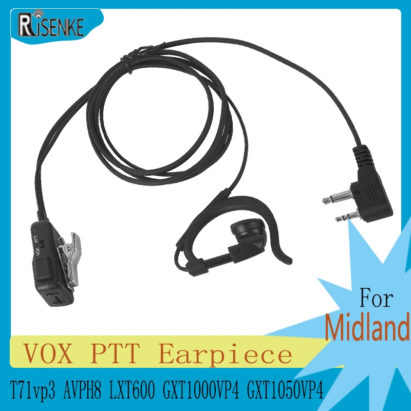 RISENKE-auriculares para walkie-talkie VOX PTT, cascos para Midland T71vp3 AVPH3 AVPH5 AVPH7 AVPH8 LXT600 GXT1000VP4 LXT500VP3 GXT1050VP4