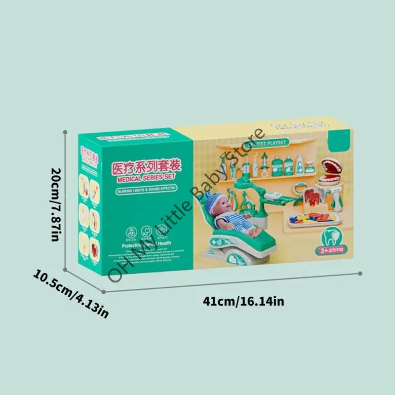 M76C Kids Doctor ทันตแพทย์ Playset ทำท่าสวมบทบาทของเล่นสวมบทบาทของเล่นเกมชุดสำหรับเด็ก ๆ ในจินตนาการและการเรียนรู้