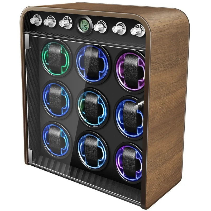Automatic watch winding device, 9-slot watch winding device, winding box adopts ultra-quiet motor, 4 rotation mode settings