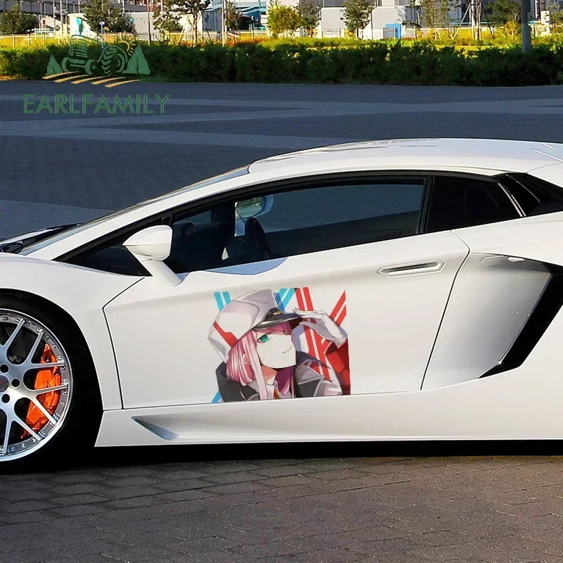 

EARLFAMILY 43cm x 33.4cm For Zero Two Car Stickers Waterproof Fine Decal Windows Personality Creative Decals Decoration