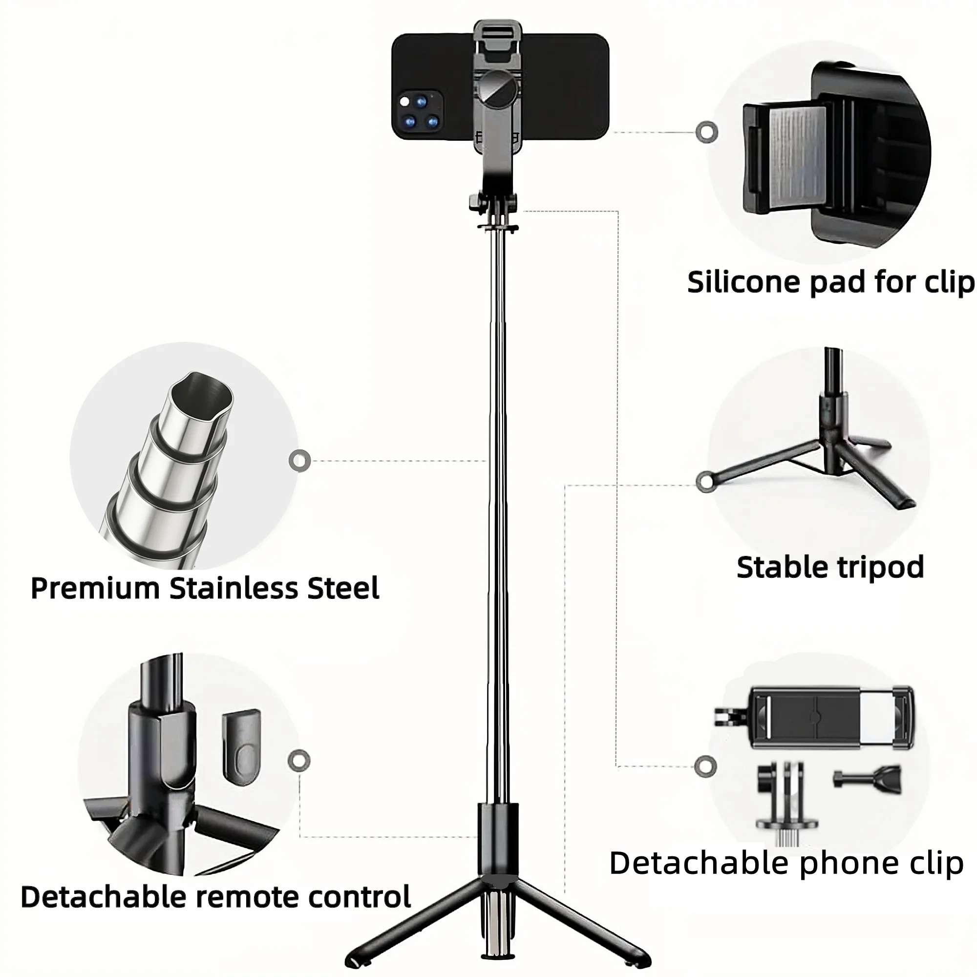 FGCLSY For iOS and Android Outdoor Video Portable Wireless Selfie Tripod Remote Control Phone Stand Monopod Suitable
