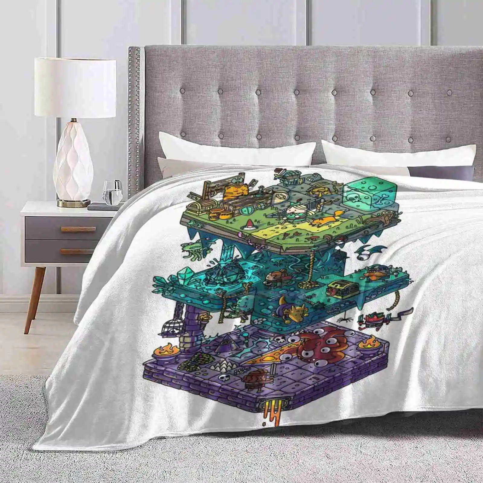 And Isometric Dragons Four Seasons Comfortable Warm Soft Throw Blanket And Dragons Dnd Rpg Tabletop Fantasy Isometric