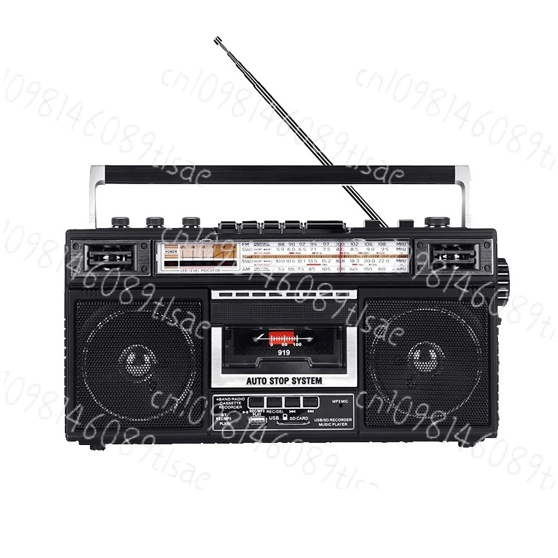 

919 Portable 4-Band Radio Cassette Player, Bluetooth, USB, SD, Ideal for Elderly & Students, Retro Music Enjoyment Anywhere